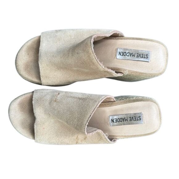 Steve Madden Women's Tan Platform Slide On Sandal Wedge Size 7 - Picture 9 of 10